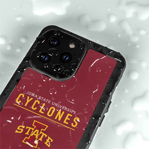Iowa State University Athletic Text iPhone 15 Pro Waterproof Case